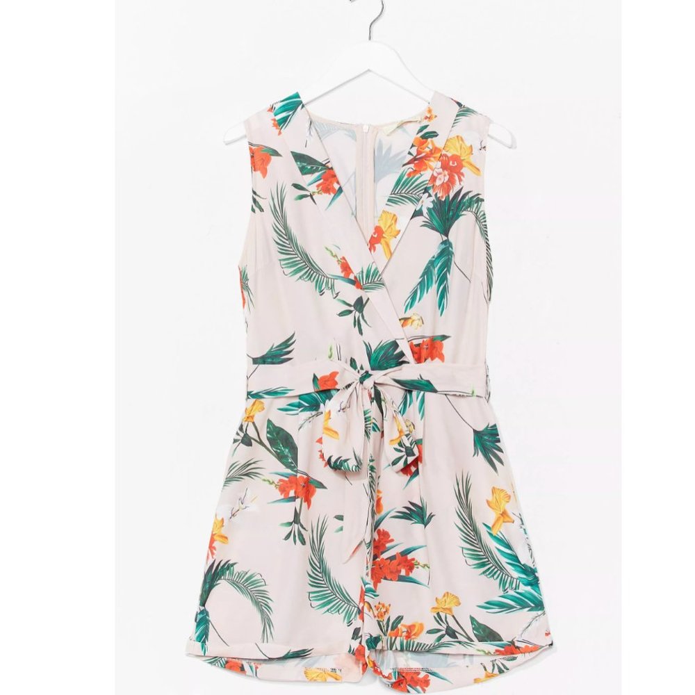New with tag Nasty Gal Palm Springs Floral Wrap Romper